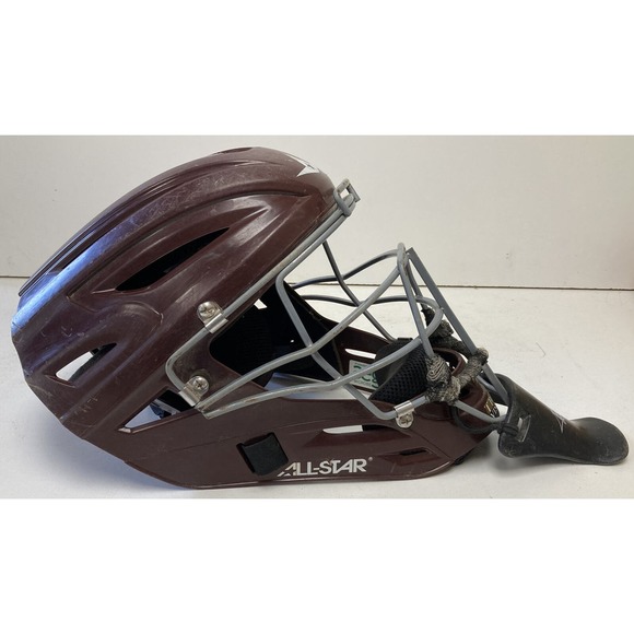 ALL-STAR MVP2500 I BAR VISION MAROON ADULT CATCHER'S MASK HELMET 7-7 3/4" - Picture 3 of 12